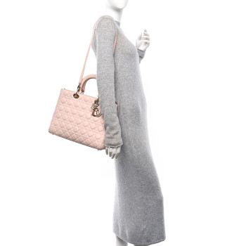 CHRISTIAN DIOR Lambskin Cannage Large Lady Dior Light Pink CHRISTIAN DIOR Lambskin Cannage Large Lady Dior Light Pink
