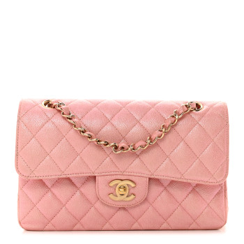 CHANEL Iridescent Caviar Quilted Small Double Flap Pink