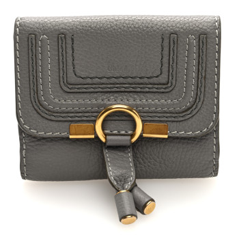CHLOE Grained Calfskin Marcie Square Wallet Cashmere Grey