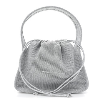 ALEXANDER WANG Metallic Ribbed Knit Small Ryan Bag Silver