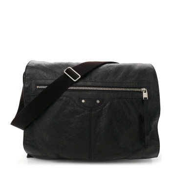 BALENCIAGA Agneau Arena Foldover Messenger Black