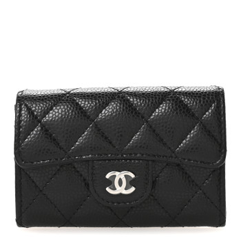 CHANEL Caviar Quilted Flap Card Holder Wallet Black