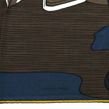 HERMES Silk Cashmere Mysterious Rider Shawl 140