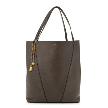 CHLOE Grained Calfskin Large Spin Tote Flannel Grey