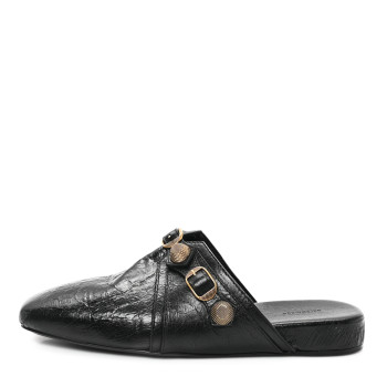 BALENCIAGA Agneau Arena Cagole Cosy Mules 37.5 Black