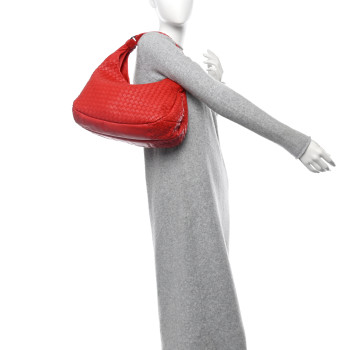 BOTTEGA VENETA Nappa Intrecciato Medium Campana Hobo Red
