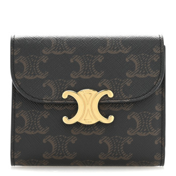 CELINE Triomphe Canvas Small Triomphe Wallet Tan