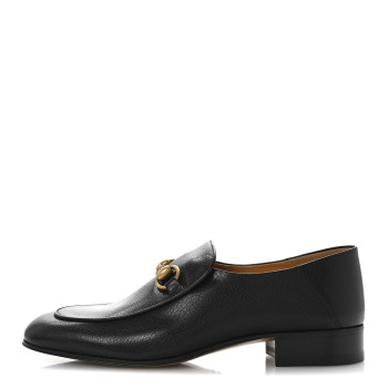 GUCCI Goatskin Womens Horsebit Mid-Heel Loafers 39.5 Black