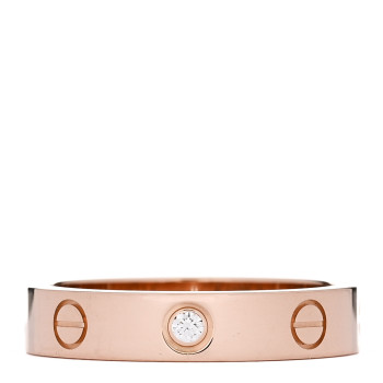 CARTIER 18K Pink Gold Diamond 4mm LOVE Wedding Band Ring 53 6.5 CARTIER 18K Pink Gold Diamond 4mm LOVE Wedding Band Ring 53 6.5