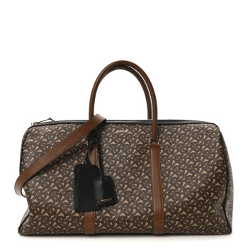 BURBERRY E-Canvas Monogram Duffle Bag Brown