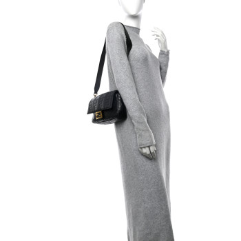 FENDI Nappa FF 1974 Embossed Baguette Black