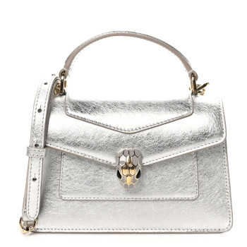 BULGARI Metallic Calfskin Mini Serpenti Forever Top Handle Silver BULGARI Metallic Calfskin Mini Serpenti Forever Top Handle Silver