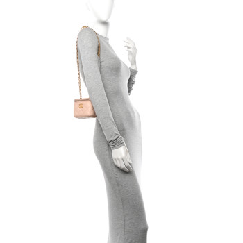 CHANEL Lambskin Quilted Mini Sweet Camellia Vanity Case With Chain Beige