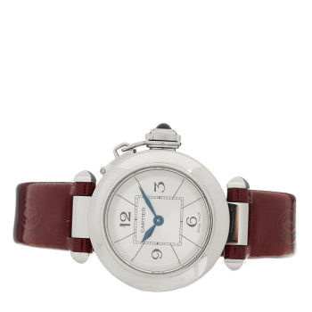 CARTIER Stainless Steel Patent 27mm Miss Pasha Quartz Watch Red CARTIER Stainless Steel Patent 27mm Miss Pasha Quartz Watch Red