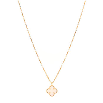 VAN CLEEF & ARPELS 18K Yellow Gold Mother of Pearl Sweet Alhambra Pendant Necklace