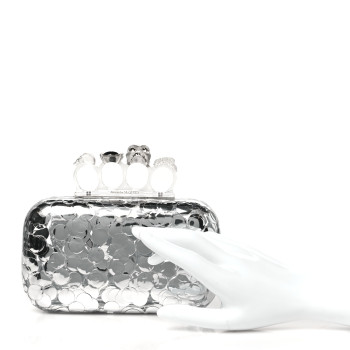 ALEXANDER MCQUEEN Plexi Mirror Sequin Skull Four Ring Clutch Silver ALEXANDER MCQUEEN Plexi Mirror Sequin Skull Four Ring Clutch Silver