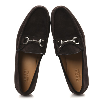 GUCCI Suede Mens Horsebit Loafers 9 Testa di Moro