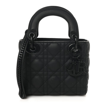 CHRISTIAN DIOR Ultra Matte Calfskin Cannage Mini Lady Dior Black CHRISTIAN DIOR Ultra Matte Calfskin Cannage Mini Lady Dior Black