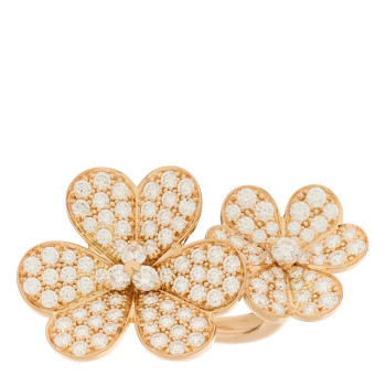VAN CLEEF & ARPELS 18K Rose Gold Diamond Frivole Between The Finger Pave Ring 52 6