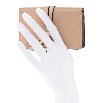 CHLOE Calfskin Alphabet Card Holder Cement Pink