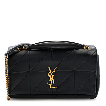 SAINT LAURENT Lambskin Patchwork Monogram Medium Jamie Black