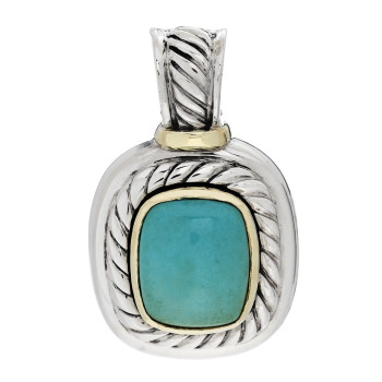 DAVID YURMAN Sterling Silver 14K Yellow Gold Turquoise 10mm Albion Enhancer Pendant DAVID YURMAN Sterling Silver 14K Yellow Gold Turquoise 10mm Albion Enhancer Pendant
