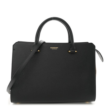 BURBERRY Calfskin Mega Check Small Banwell Tote Black