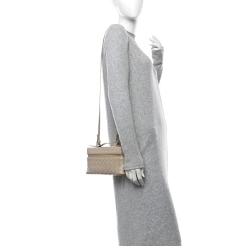 BOTTEGA VENETA Calfskin Intrecciato Bang Bang Vanity Case Ecru