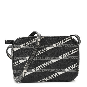 BALENCIAGA Coated Canvas Losange Monogram XS Camera Bag Black Grey