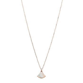 BULGARI 18K Rose Gold Diamond Mother of Pearl Small Divas' Dream Pendant Necklace BULGARI 18K Rose Gold Diamond Mother of Pearl Small Divas' Dream Pendant Necklace
