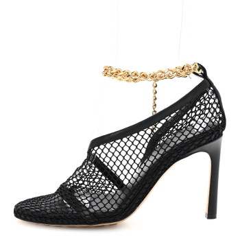 BOTTEGA VENETA Mesh Nappa Chunky Chain Sandals 36.5 Black