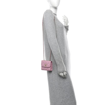 CHANEL Lambskin Quilted Mini Trendy CC Clutch With Chain Pink