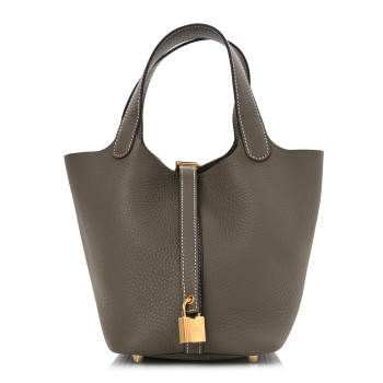 HERMES Taurillon Clemence Picotin Lock 18 PM Etoupe