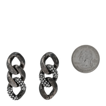 SAINT LAURENT Brass Curb Earrings Argent Oxyde