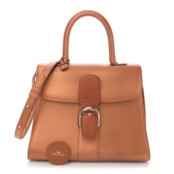 DELVAUX Metallic Calfskin MM Brillant Satchel Bronze