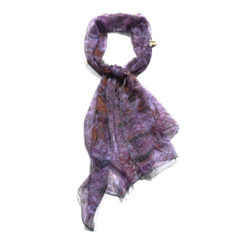 HERMES Silk Mousseline Imprimee La Charmante Aux Animaux Stole Rose Mauve Turquoise