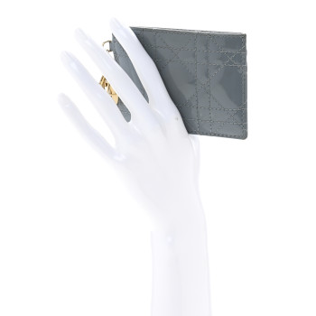 CHRISTIAN DIOR Patent Cannage Lady Dior Card Holder Cloudy Blue CHRISTIAN DIOR Patent Cannage Lady Dior Card Holder Cloudy Blue