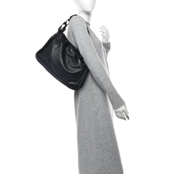 BOTTEGA VENETA Nappa Intrecciato Snakeskin Hobo Black