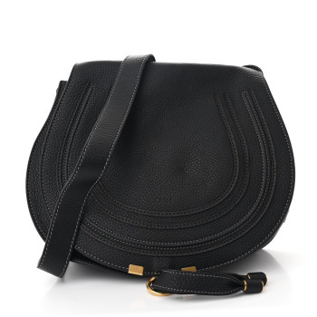 CHLOE Calfskin Medium Marcie Round Crossbody Bag Black
