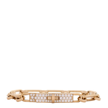 HERMES 18K Yellow Gold Diamond Pave PM Kelly Chaine Bracelet ST