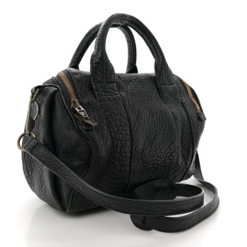 ALEXANDER WANG Pebbled Lambskin Mini Rockie Black Antique Brass Hardware