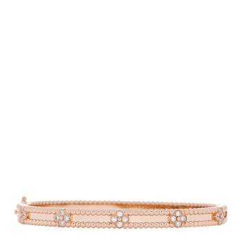 VAN CLEEF & ARPELS 18K Rose Gold Diamond Perlee Sweet Clovers Bracelet L