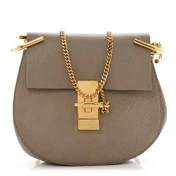 CHLOE Grained Lambskin Mini Drew Shoulder Bag Motty Grey