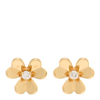 VAN CLEEF & ARPELS 18K Yellow Gold Diamond Mini Frivole Earrings