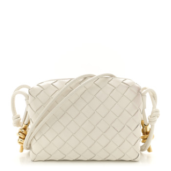 BOTTEGA VENETA Polished Nappa Intrecciato Knot Mini Loop Camera Bag Bone