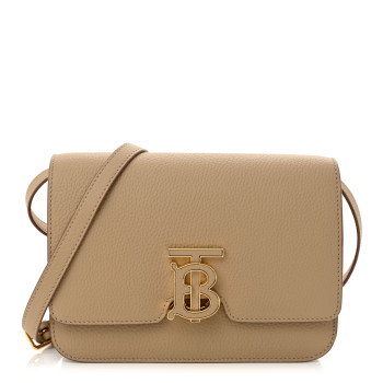BURBERRY Grained Calfskin Small TB Bag Oat Beige