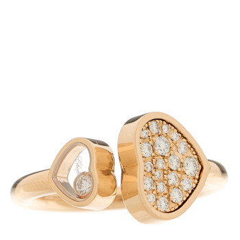 CHOPARD 18K Rose Gold Diamond Happy Hearts Ring 51 5.75