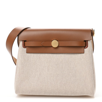 HERMES Military Toile Vache Hunter Herbag Zip Retourne 20 Ecru Beige Fauve