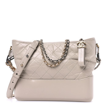 CHANEL Aged Calfskin Quilted Medium Gabrielle Hobo Beige