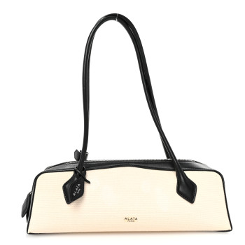 ALAIA Canvas Calfskin Medium Le Teckel Bag Ecru ALAIA Canvas Calfskin Medium Le Teckel Bag Ecru